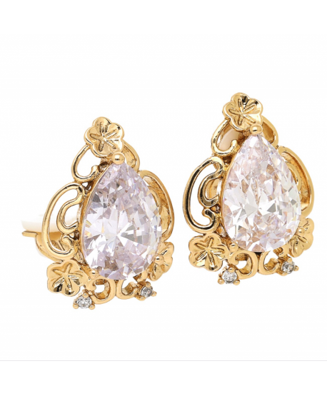 Klipsy stal złote duża łezka