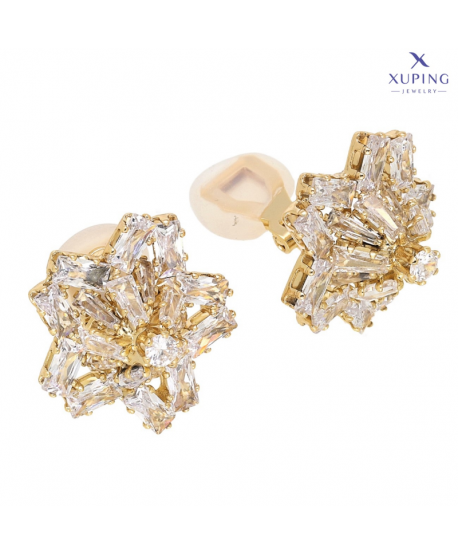 Klipsy stal złote duże kwiatki brylantowe