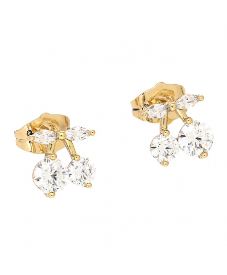 Kolczyki stal sztyfty cyrkoniowe wisienki