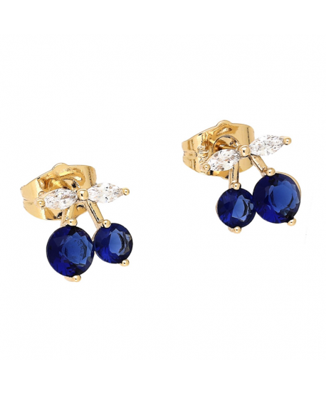 Kolczyki stal sztyfty granatowe wisienki