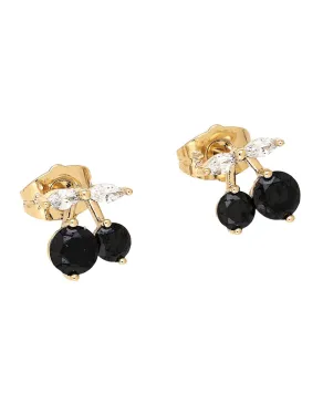 Kolczyki stal sztyfty czarne wisienki