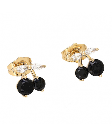 Kolczyki stal sztyfty czarne wisienki