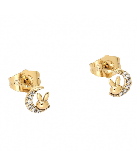 Kolczyki stal sztyfty mini króliczek na ksieżycu