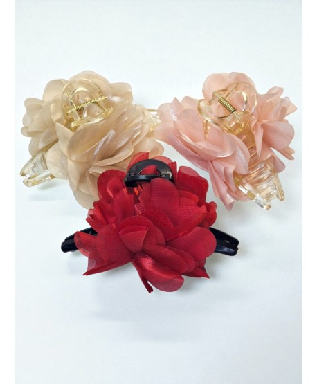 Spinka klamra z materiałowym kwiatem