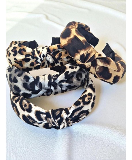 Opaska do włosów z węzełkiem panterkowa
