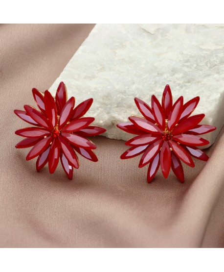 Kolczyki dymione szkło czerwone