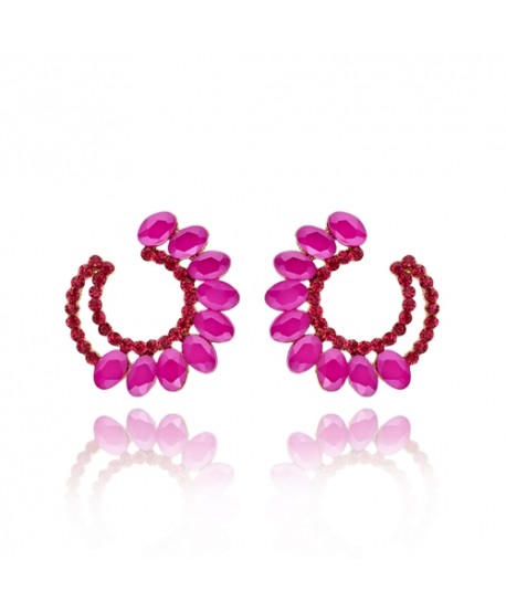 Kolczyki dymione szkło fuksja