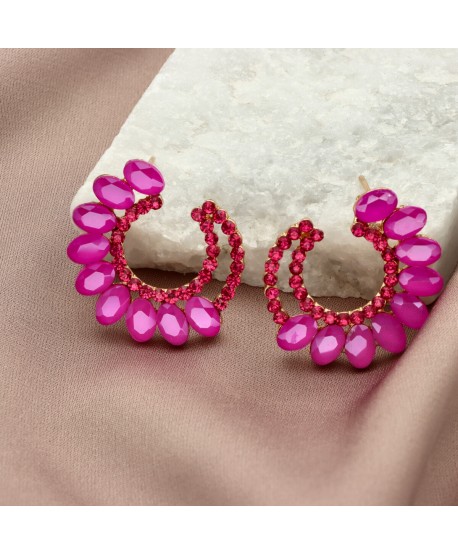 Kolczyki dymione szkło fuksja