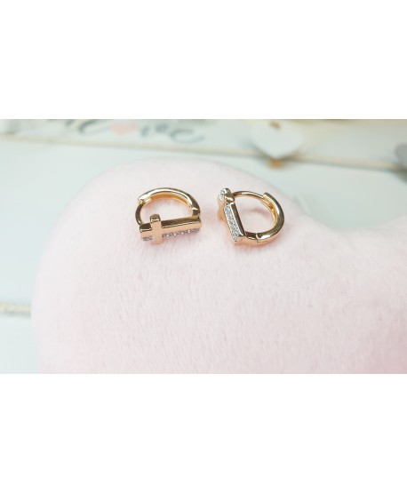 Kolczyki stal złote krzyżyki