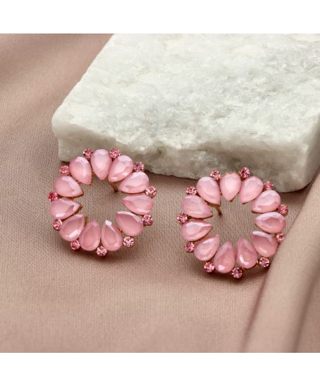 Kolczyki dymione szkło różowe