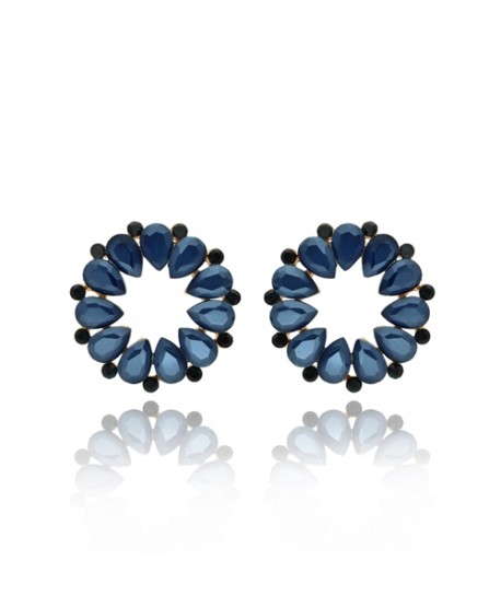 Kolczyki dymione szkło granatowe