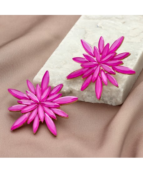 Kolczyki dymione szkło fuksja