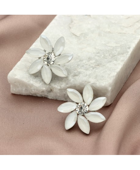 Kolczyki dymione szkło złamana biel