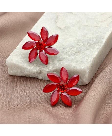 Kolczyki dymione szkło czerwone