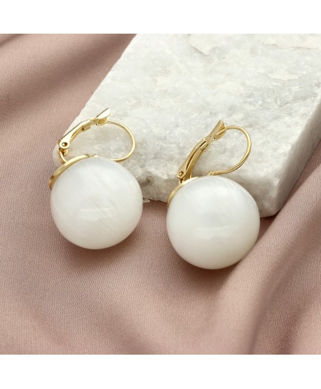 Kolczyki duża perła szklana