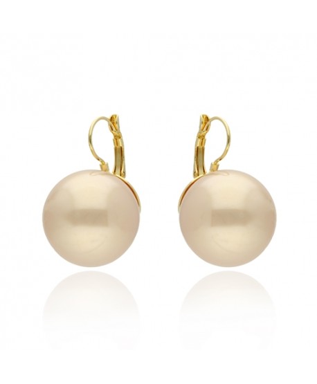 Kolczyki duża perła szklana pudrowy róż