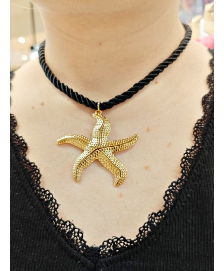 Naszyjnik z rozgwiazdą na sznurku stal