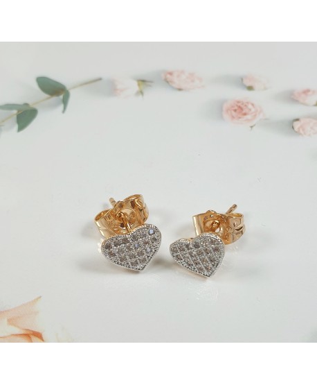 Kolczyki stalowe serduszka z cyrkoniami