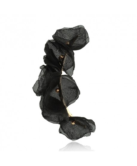 Broszka półksiężyc jedwabne płatki czarne