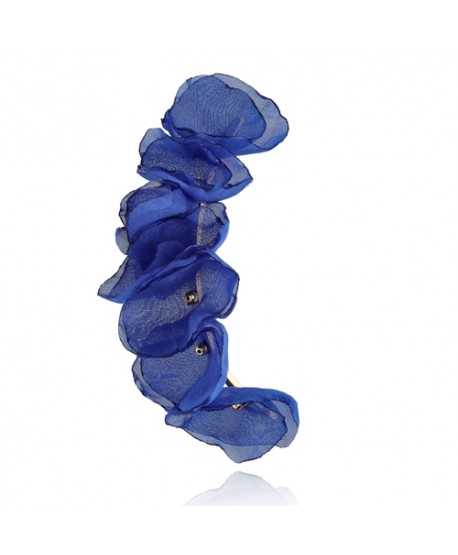 Broszka półksiężyc jedwabne płatki chabrowe