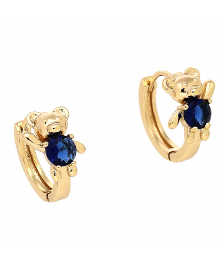 Kolczyki stal kółeczka złote z misiem 1,2 cm