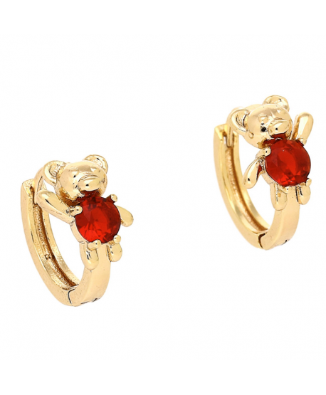 Kolczyki stal kółeczka złote z misiem 1,2 cm