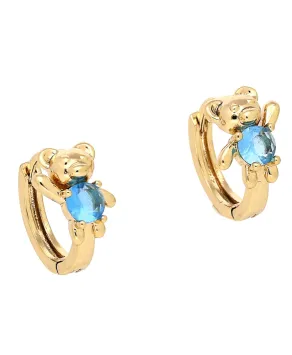 Kolczyki stal kółeczka złote z misiem