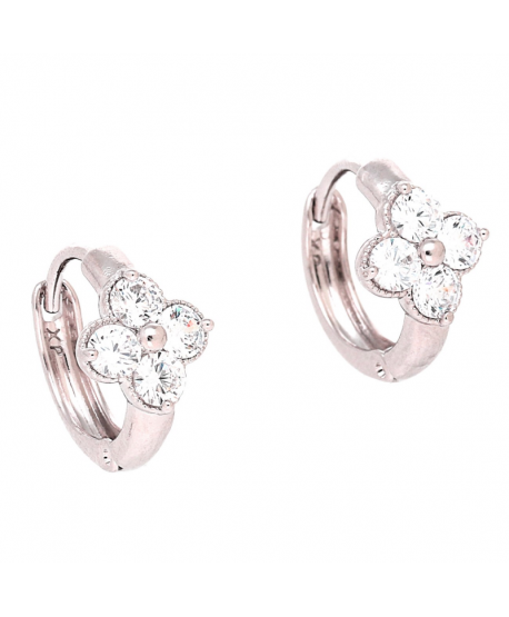 Kolczyki stal kółeczka srebrne z kwiatuszkami 1,3 cm