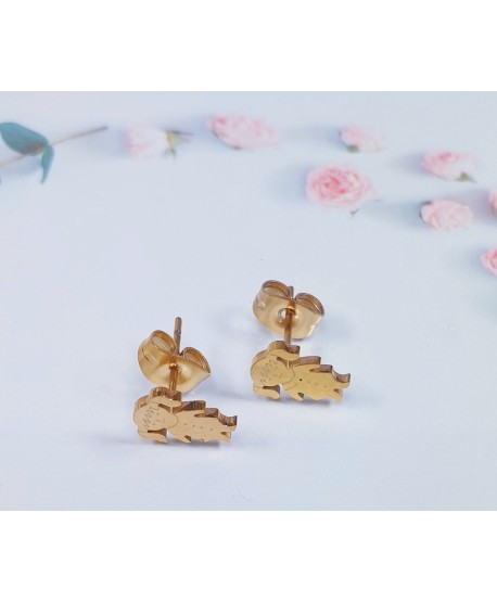 Kolczyki stal złote dziewczynki