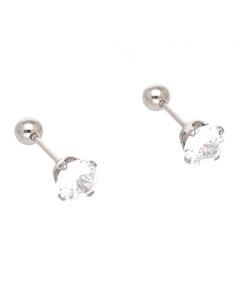 Kolczyki stal sztyfty zakręcane cyrkonia kulka