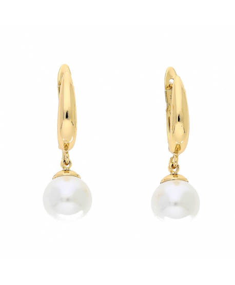 Kolczyki stal wisząca perełka na zapięciu angielskim