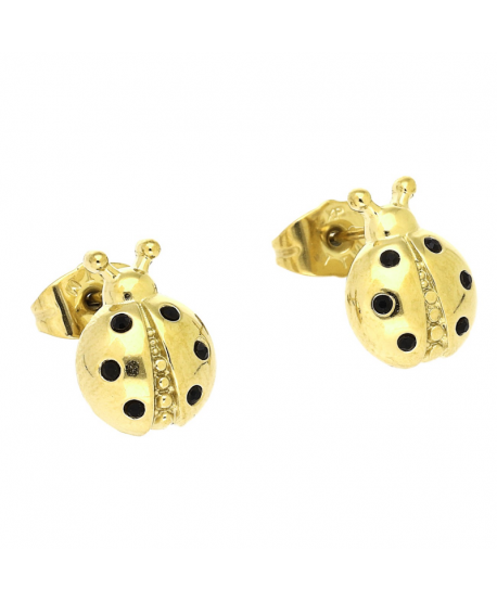 Kolczyki stal duże złote biedronki