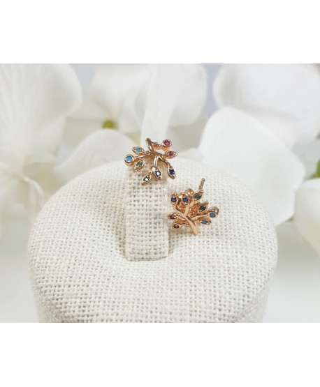 Kolczyki stalowe kolorowe drzewka