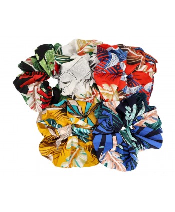 Gumki materiałowe mega scrunchies hawajskie wzory