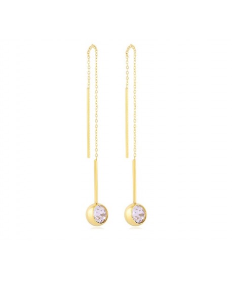 Kolczyki stal złote przeciągane cyrkonie