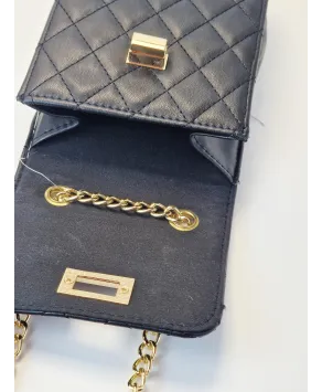 Torebka na telefon portfel crossbody czarna pikowana