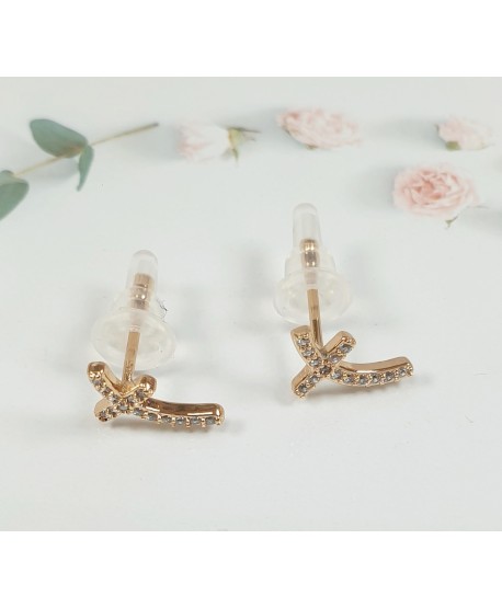 Kolczyki stal złote krzyżyki