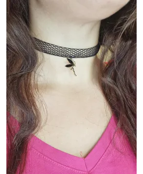 Koronkowy choker z zawieszką wróżką