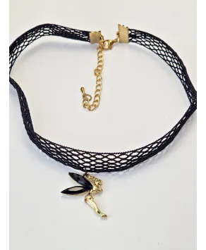 Koronkowy choker z zawieszką wróżką