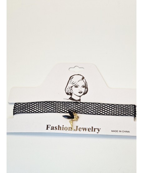 Koronkowy choker z zawieszką wróżką
