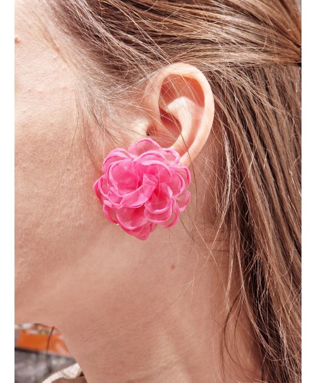 Kolczyki duże materiałowe kwiatuszki