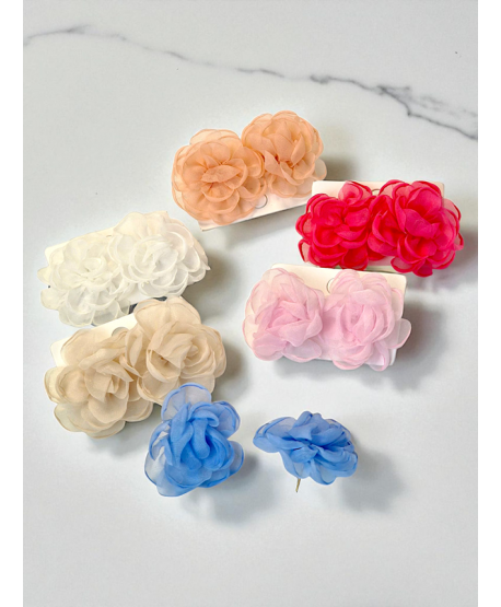 Kolczyki duże materiałowe kwiatuszki