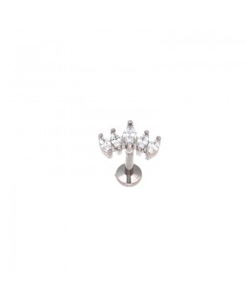 Labret stal srebrne cyrkoniowe łezki 1.2*8mm helix stud
