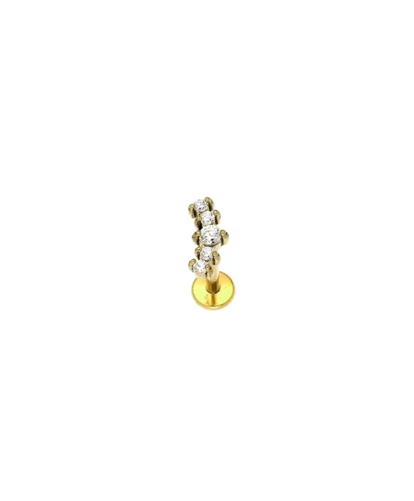 Labret stal złote cyrkoniowe łezki 1.2*8mm helix stud