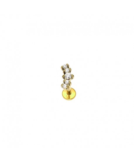 Labret stal złote cyrkoniowe łezki 1.2*8mm helix stud