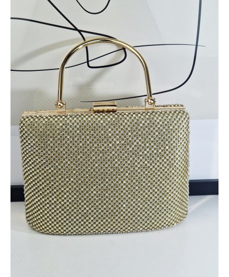 Torebka wizytowa puzderko cyrkoniowa złota