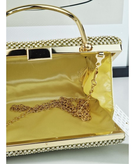 Torebka wizytowa puzderko cyrkoniowa złota