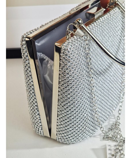 Torebka wizytowa puzderko cyrkoniowa srebrna