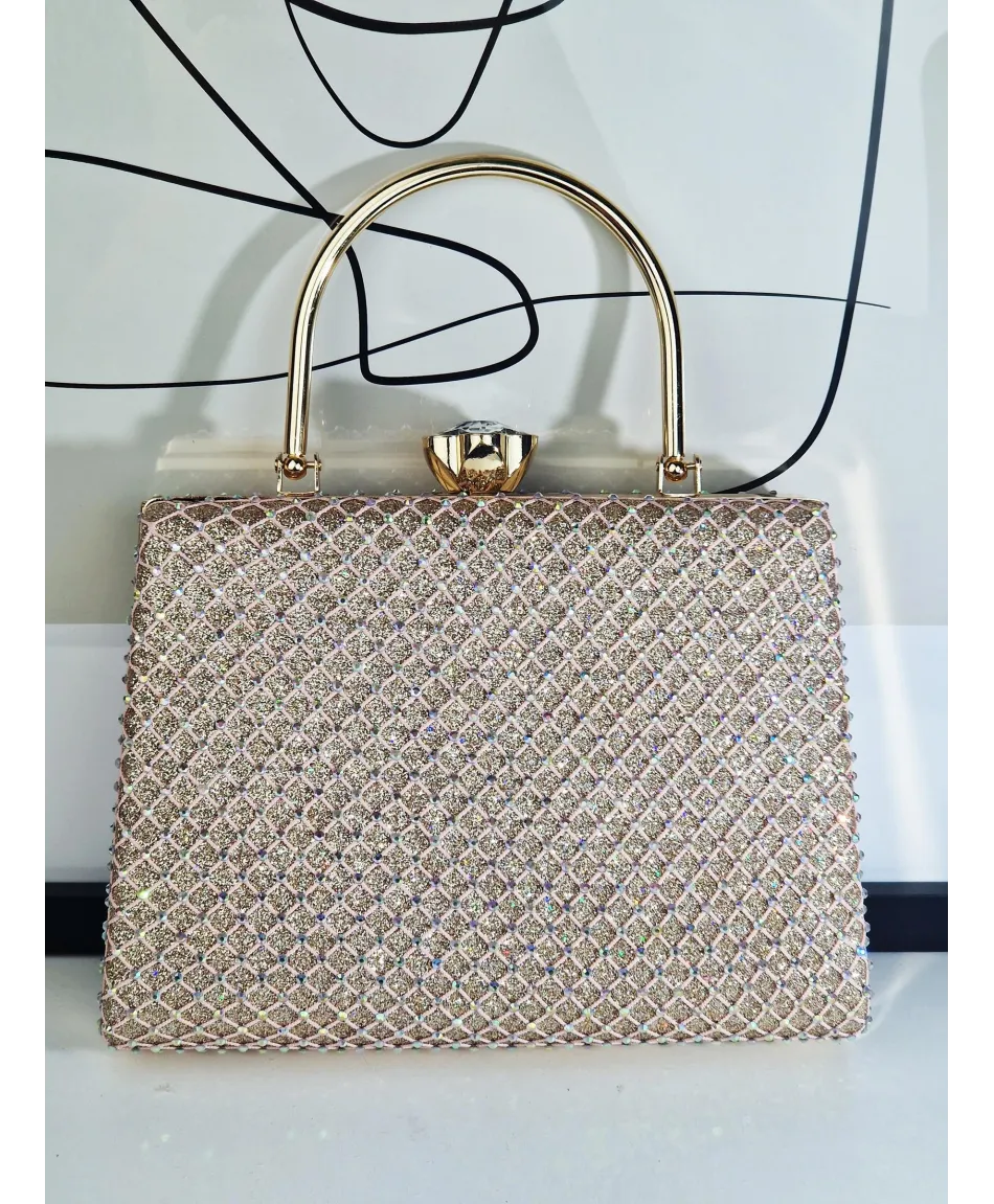 Torebka wizytowa puzderko różowe złoto cyrkonie