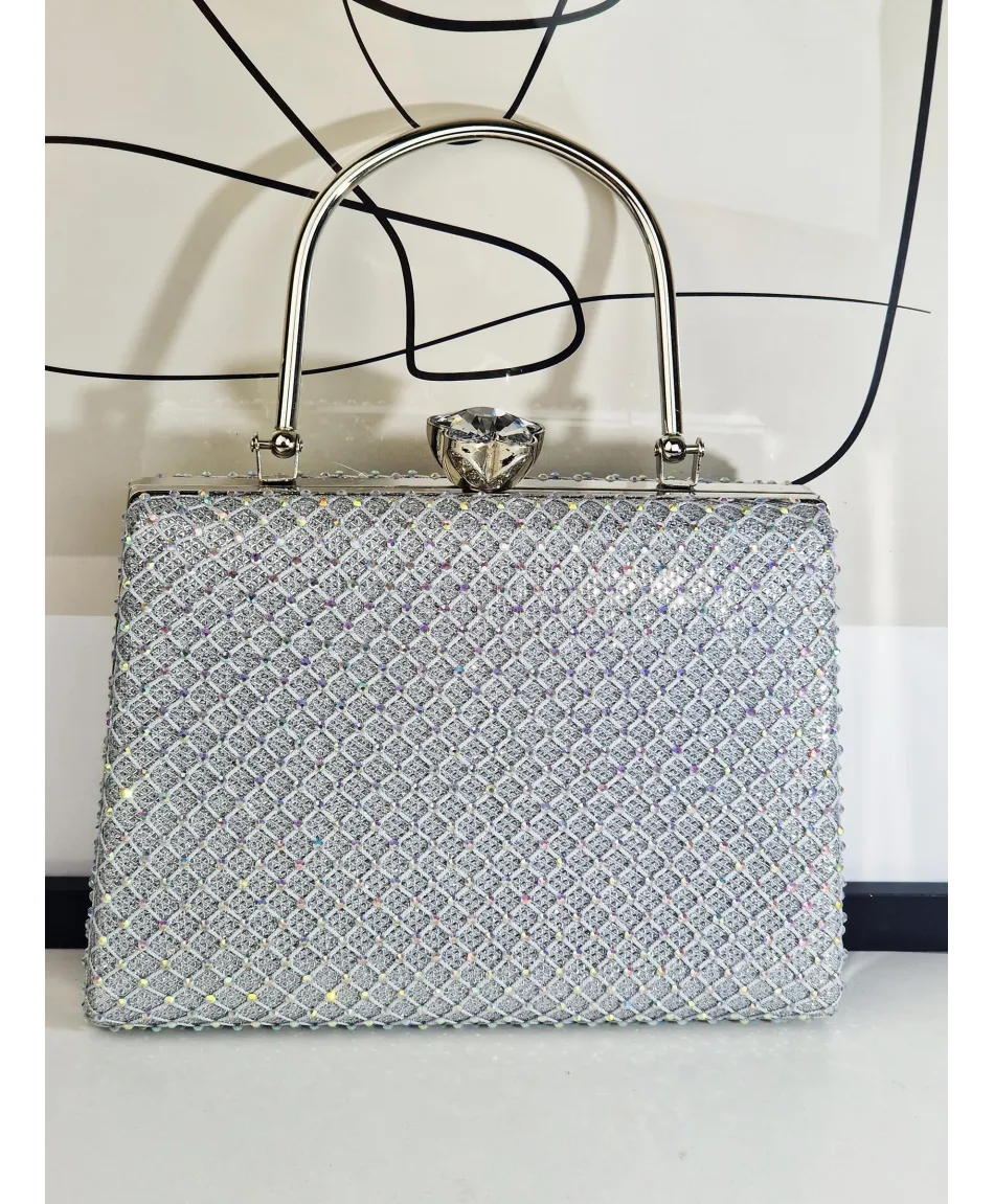 Torebka wizytowa cyrkoniowe srebrne puzderko